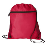 Medium Polyester Mesh Pocket Drawstring / Zippered Backpack (14'' W X 16.5'' H) 210D-Backpack-Brand Your Tote-Red-Brand Your Tote