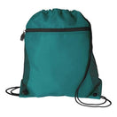 Medium Polyester Mesh Pocket Drawstring / Zippered Backpack (14'' W X 16.5'' H) 210D-Backpack-Brand Your Tote-Teal-Brand Your Tote