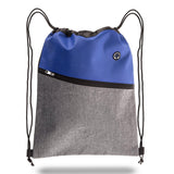 Medium Polyester Two-Tone Cinch Drawstring Bag (13'' W X 16.5'' H) 300D / 80 Gsm-Bag-Brand Your Tote-Royal Blue-Grey-Brand Your Tote