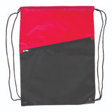 Medium Polyester Two-Tone Polydrawstring Backpack (13'' W X 16.75'' H) 210D-Backpack-Brand Your Tote-Red-Black-Brand Your Tote