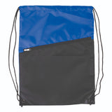 Medium Polyester Two-Tone Polydrawstring Backpack (13'' W X 16.75'' H) 210D-Backpack-Brand Your Tote-Royal Blue-Black-Brand Your Tote