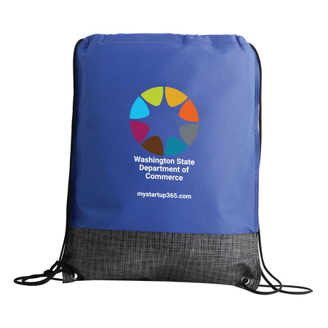 Medium Polypropylene Drawstring Bag (13'' W X 16.3'' H) 80 Gsm-Bag-Brand Your Tote-Heather Grey-Blue-Brand Your Tote