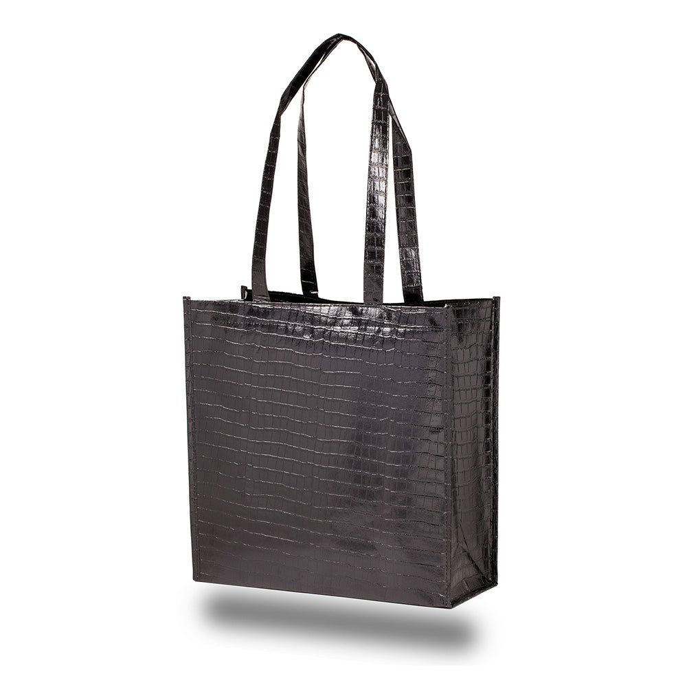 Medium Polypropylene Glam Metallic Croc Shopper Bag (14'' W X 14'' H) 105 Gsm-Bag-Brand Your Tote-Black-Brand Your Tote