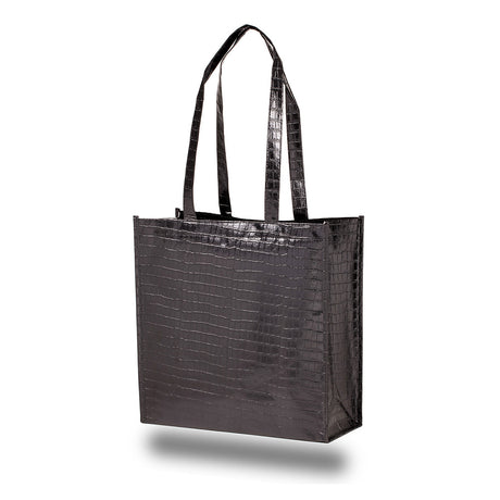 Medium Polypropylene Glam Metallic Croc Shopper Bag (14'' W X 14'' H) 105 Gsm-Bag-Brand Your Tote-Black-Brand Your Tote