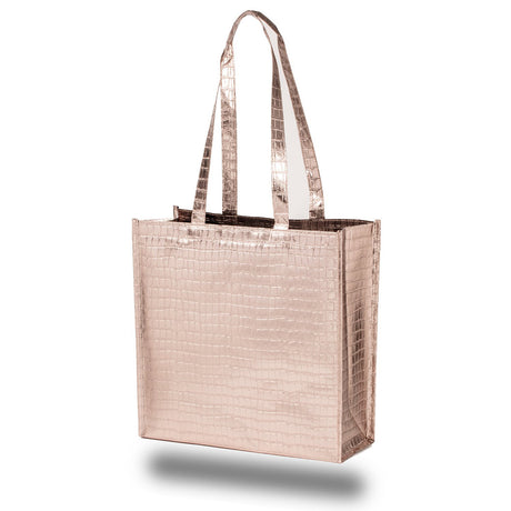 Medium Polypropylene Glam Metallic Croc Shopper Bag (14'' W X 14'' H) 105 Gsm-Bag-Brand Your Tote-Rosegold-Brand Your Tote
