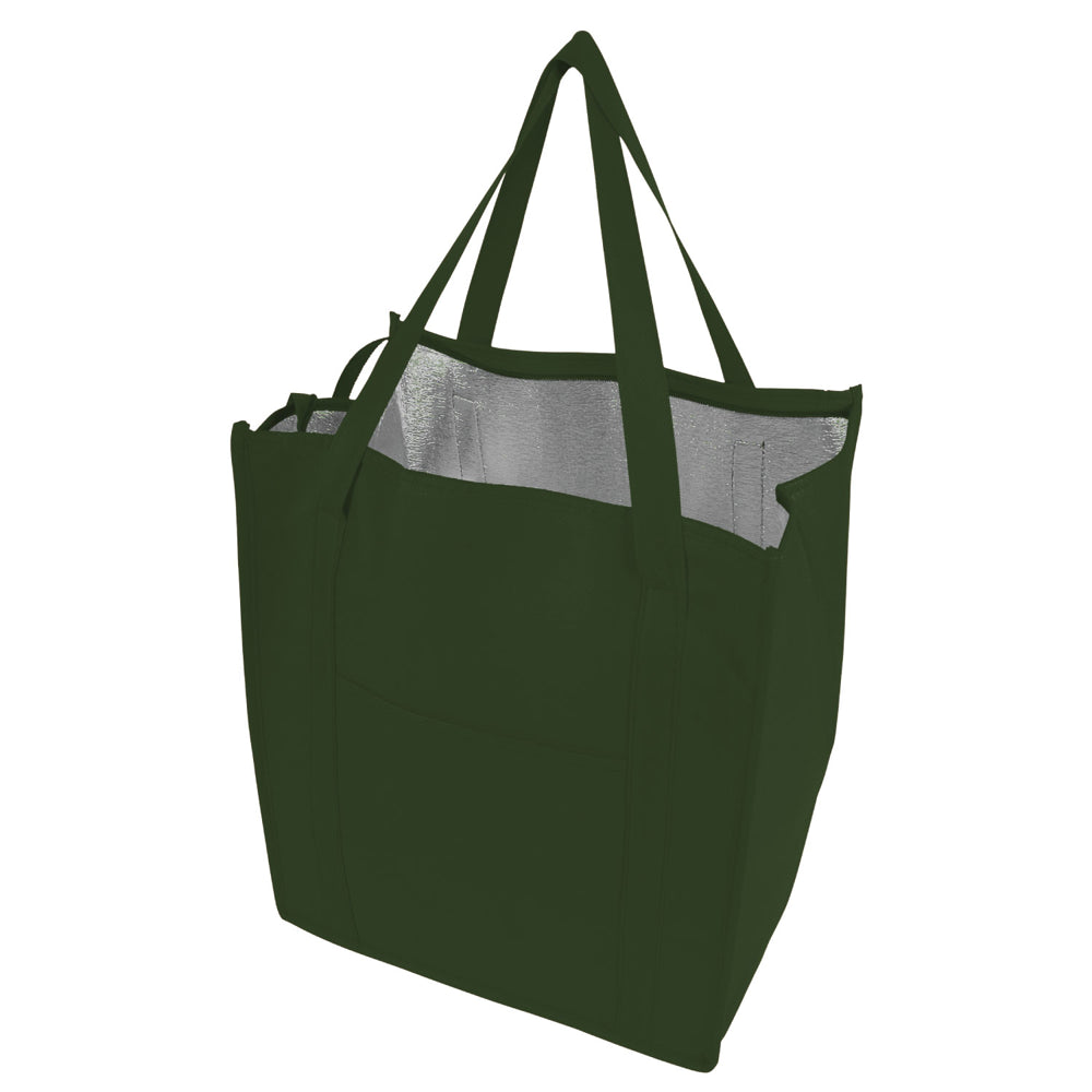 Medium Polypropylene Grocery Tote Bag (13'' W X 15'' H) 235 Gsm-Tote Bag-Brand Your Tote-Hunter Green-Brand Your Tote
