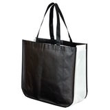 Medium Polypropylene Laminated Gift Tote Bag (16'' W X 14'' H) 105 Gsm-Tote Bag-Brand Your Tote-Black-Black-White-Brand Your Tote