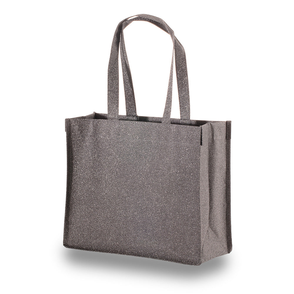 Medium Polypropylene Showstopping Sparkle Glitter Bag (13'' W X 11'' H) 120 Gsm-Bag-Brand Your Tote-Pewter Grey-Brand Your Tote