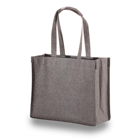 Medium Polypropylene Showstopping Sparkle Glitter Bag (13'' W X 11'' H) 120 Gsm-Bag-Brand Your Tote-Pewter Grey-Brand Your Tote