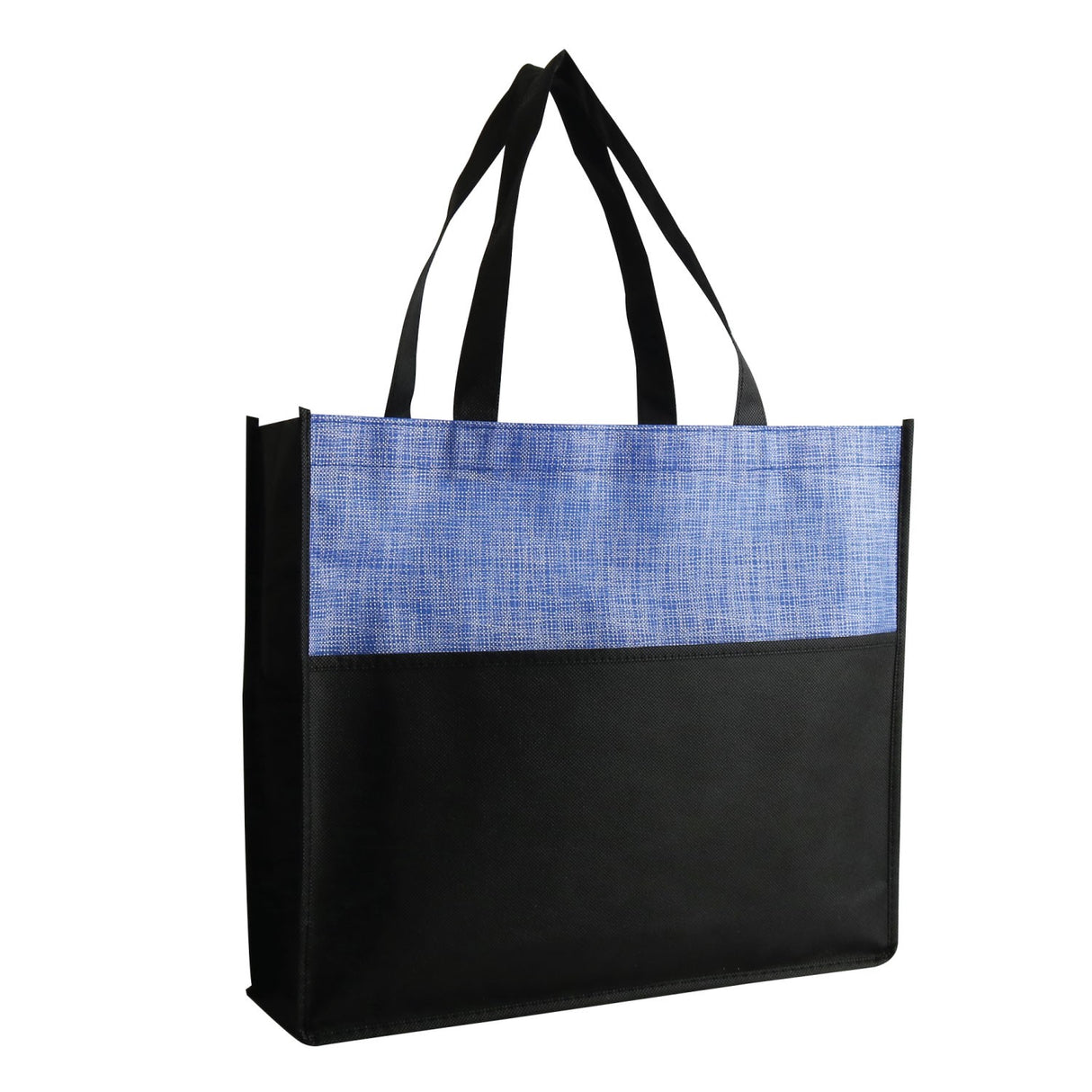 Medium Polypropylene Tote Bag (15'' W X 13'' H) 80 Gsm-Tote Bag-Brand Your Tote-Black-Heather Blue-Brand Your Tote