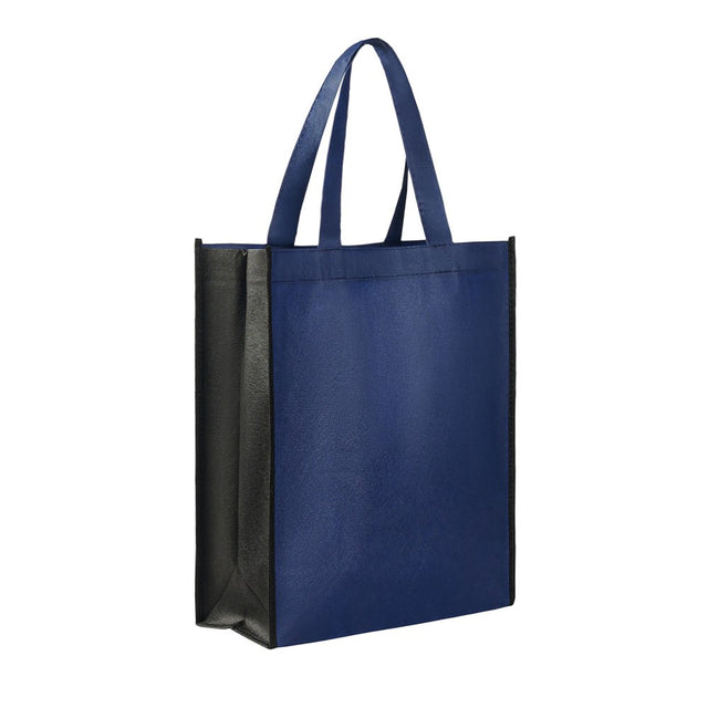 Medium Polypropylene Two Tone Book Tote Bag (11'' W X 14'' H) 90 Gsm-Tote Bag-Brand Your Tote-Navy Blue-Brand Your Tote