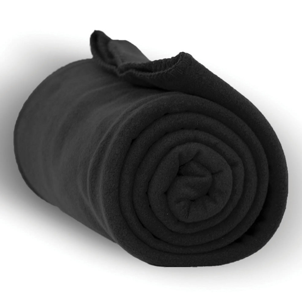 Polyester Fleece Blanket (50'' W X 60'' H) 260 G/Sqm-Blanket-Brand Your Tote-Black-Brand Your Tote