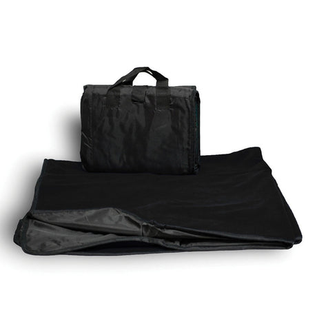 Polyester Fold Up Carry Picnic Blanket (50'' W X 60'' H) 260 G/Sqm-Blanket-Brand Your Tote-Black-Brand Your Tote