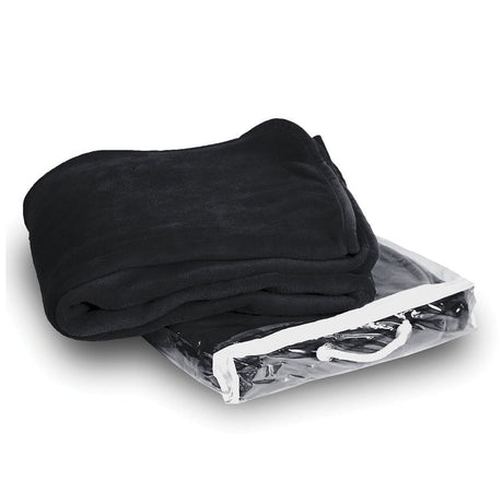 Polyester Micro Plush Throw Blanket (50'' W X 60'' H) 280 G/Sqm-Blanket-Brand Your Tote-Black-Brand Your Tote