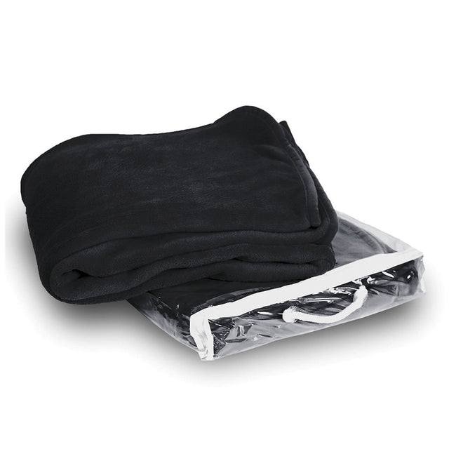 Polyester Micro Plush Throw Blanket (50'' W X 60'' H) 280 G/Sqm-Blanket-Brand Your Tote-Black-Brand Your Tote