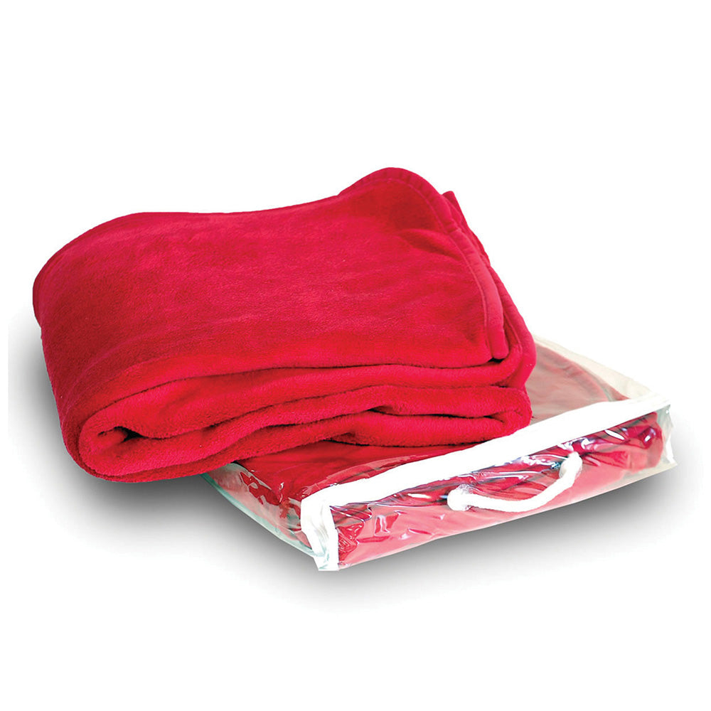 Polyester Micro Plush Throw Blanket (50'' W X 60'' H) 280 G/Sqm-Blanket-Brand Your Tote-Red-Brand Your Tote