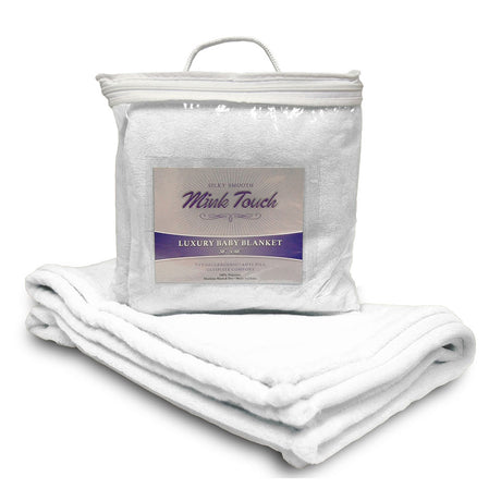 Polyester Mink Touch Luxury Baby Blanket (30'' W X 40'' H) 300Gsm-Blanket-Brand Your Tote-White-Brand Your Tote