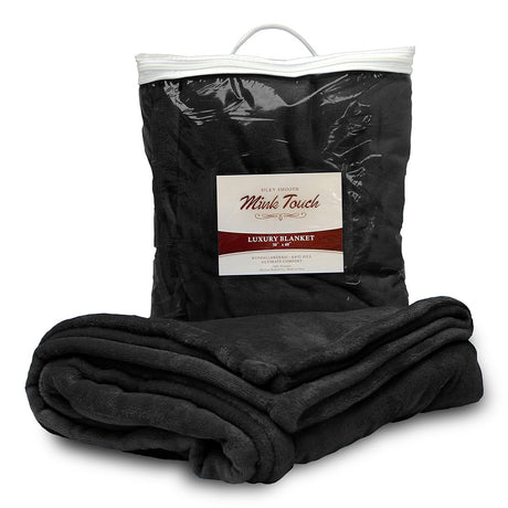 Polyester Mink Touch Luxury Blanket (50'' W X 60'' H) 300 Gsm-Blanket-Brand Your Tote-Black-Brand Your Tote