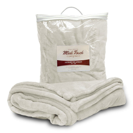 Polyester Mink Touch Luxury Blanket (50'' W X 60'' H) 300 Gsm-Blanket-Brand Your Tote-Cream-Brand Your Tote