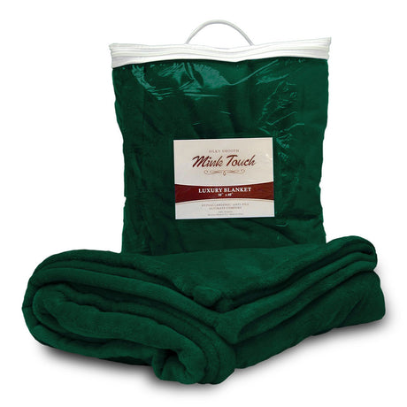 Polyester Mink Touch Luxury Blanket (50'' W X 60'' H) 300 Gsm-Blanket-Brand Your Tote-Forest Green-Brand Your Tote