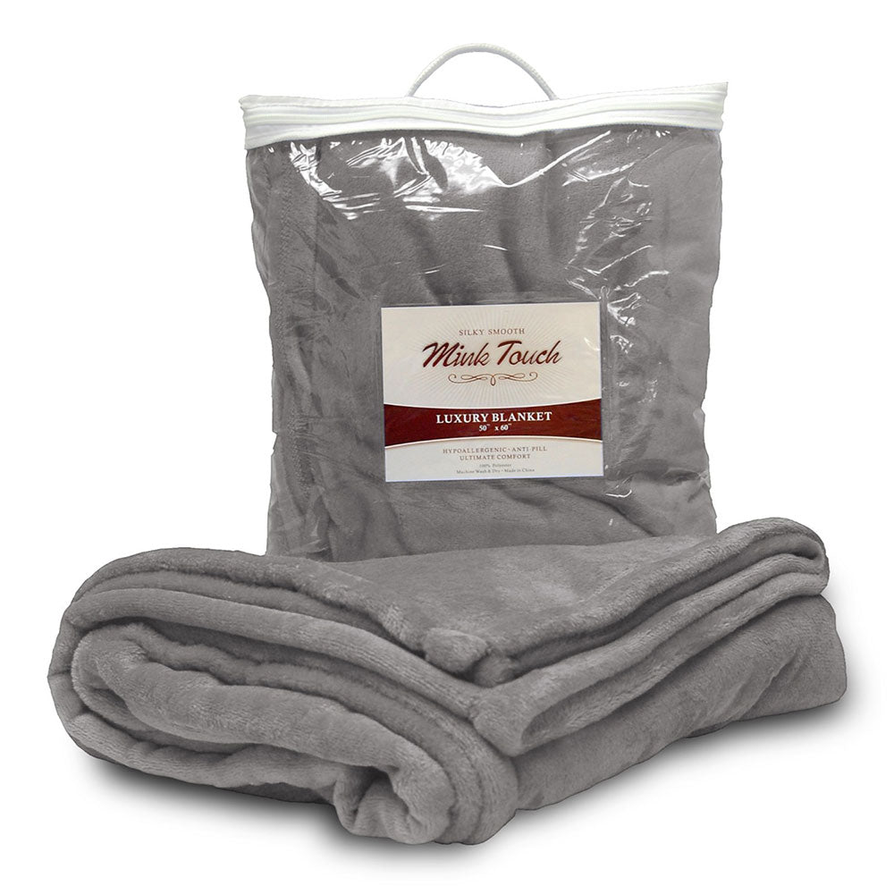 Polyester Mink Touch Luxury Blanket (50'' W X 60'' H) 300 Gsm-Blanket-Brand Your Tote-Grey-Brand Your Tote