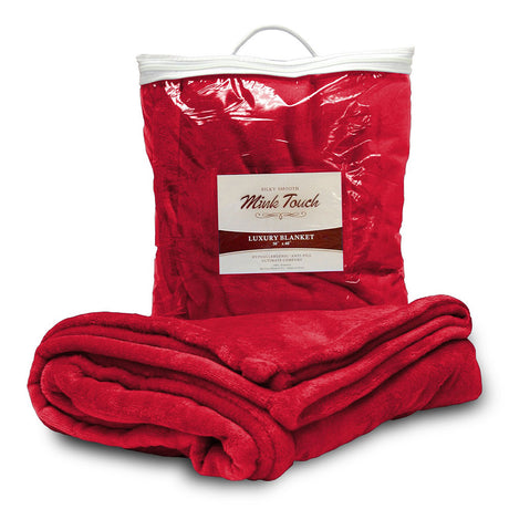 Polyester Mink Touch Luxury Blanket (50'' W X 60'' H) 300 Gsm-Blanket-Brand Your Tote-Red-Brand Your Tote
