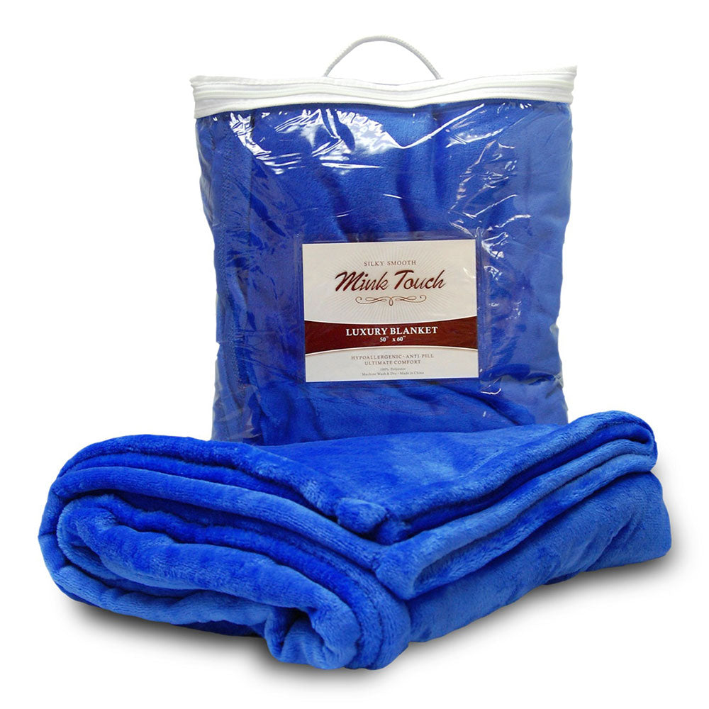 Polyester Mink Touch Luxury Blanket (50'' W X 60'' H) 300 Gsm-Blanket-Brand Your Tote-Royal Blue-Brand Your Tote