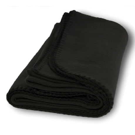 Polyester Promo Fleece Throw Blanket (50'' W X 60'' H) 200 G/Sqm-Blanket-Brand Your Tote-Black-Brand Your Tote