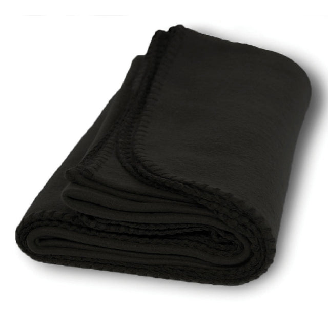 Polyester Promo Fleece Throw Blanket (50'' W X 60'' H) 200 G/Sqm-Blanket-Brand Your Tote-Black-Brand Your Tote