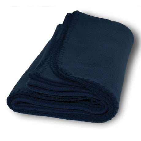 Polyester Promo Fleece Throw Blanket (50'' W X 60'' H) 200 G/Sqm-Blanket-Brand Your Tote-Navy Blue-Brand Your Tote