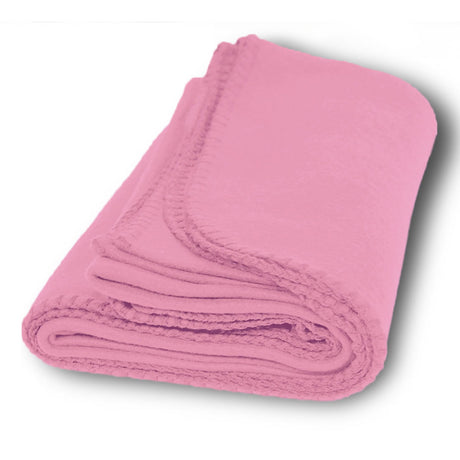 Polyester Promo Fleece Throw Blanket (50'' W X 60'' H) 200 G/Sqm-Blanket-Brand Your Tote-Pink-Brand Your Tote