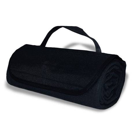 Polyester Roll Up Blanket (47'' W X 53'' H) 600D-Blanket-Brand Your Tote-Black-Brand Your Tote