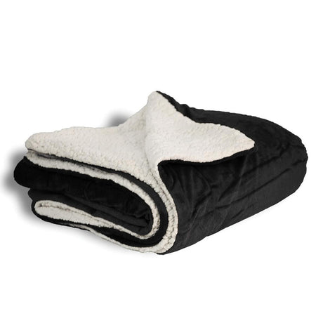 Polypropylene Micro Mink Sherpa Blanket (50'' W X 60'' H) 220 G/Sqm / 240 G/Sqm-Blanket-Brand Your Tote-Black-Brand Your Tote