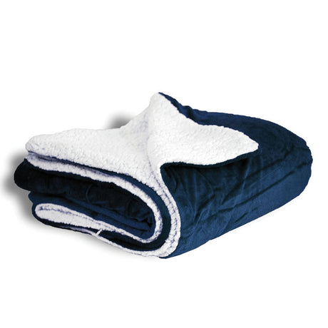Polypropylene Micro Mink Sherpa Blanket (50'' W X 60'' H) 220 G/Sqm / 240 G/Sqm-Blanket-Brand Your Tote-Navy Blue-Brand Your Tote