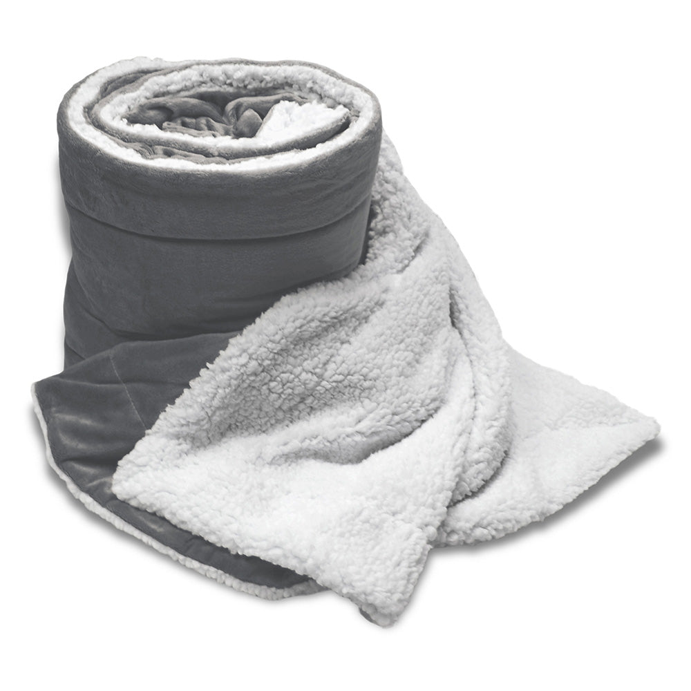 Polypropylene Oversized Micro Mink Sherpa Blanket (60'' W X 72'' H) 220 G/Sqm / 240 G/Sqm-Blanket-Brand Your Tote-Grey-Brand Your Tote