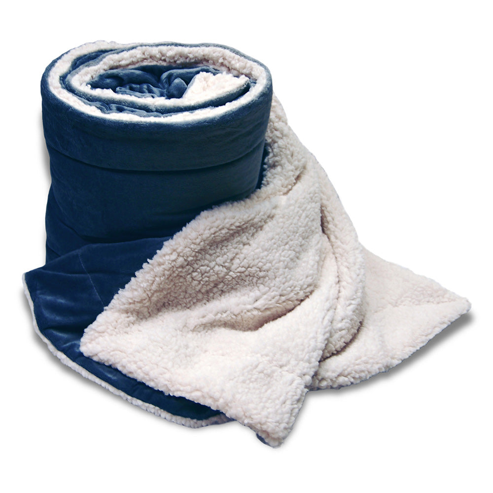 Polypropylene Oversized Micro Mink Sherpa Blanket (60'' W X 72'' H) 220 G/Sqm / 240 G/Sqm-Blanket-Brand Your Tote-Navy Blue-Brand Your Tote