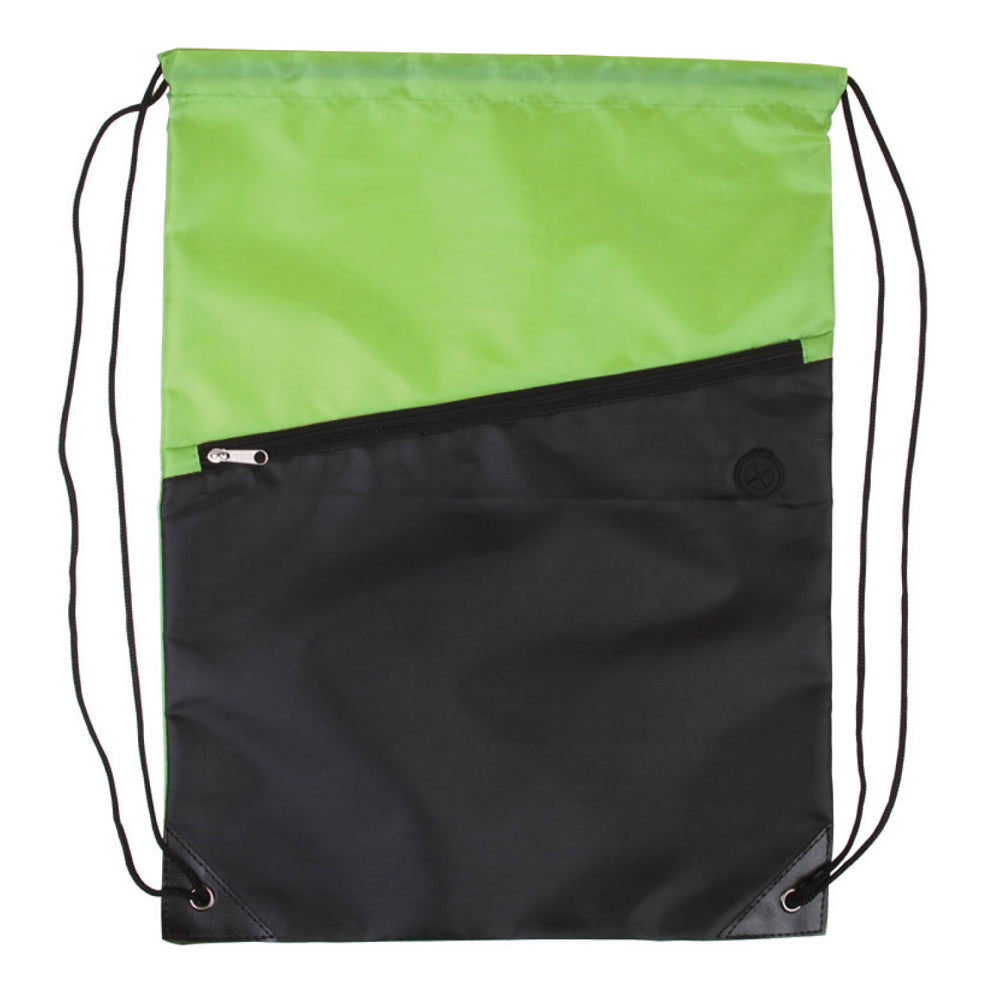 Medium Polyester Two-Tone Polydrawstring Backpack (13'' W X 16.75'' H) 210D