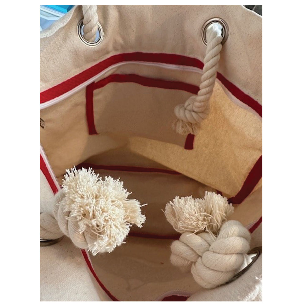 Medium Cotton Canvas Trendy Rope Handle Tote Bag (16.5'' W X 13.5'' H) 12 Oz