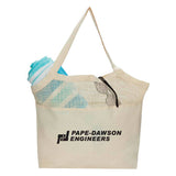Xl Cotton Canvas Mesh Beach Bag (20'' W X 15'' H) 7 Oz