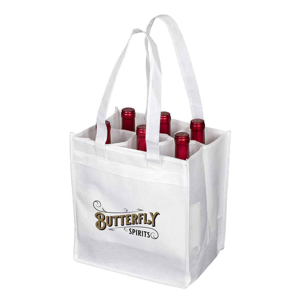 Small Polypropylene 6 Bottle Wine Tote Bag (11'' W X 10'' H) 100 Gsm