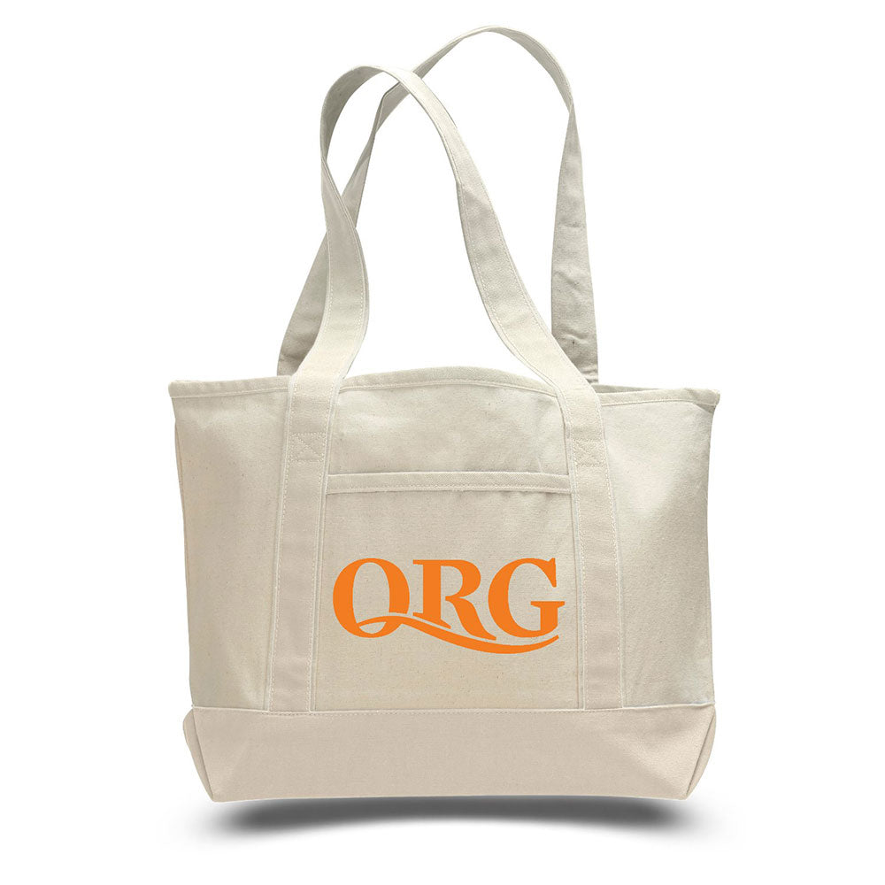 Medium Cotton Canvas Deluxe Shopping Tote Bag (18.5'' W X 12'' H) 12 Oz