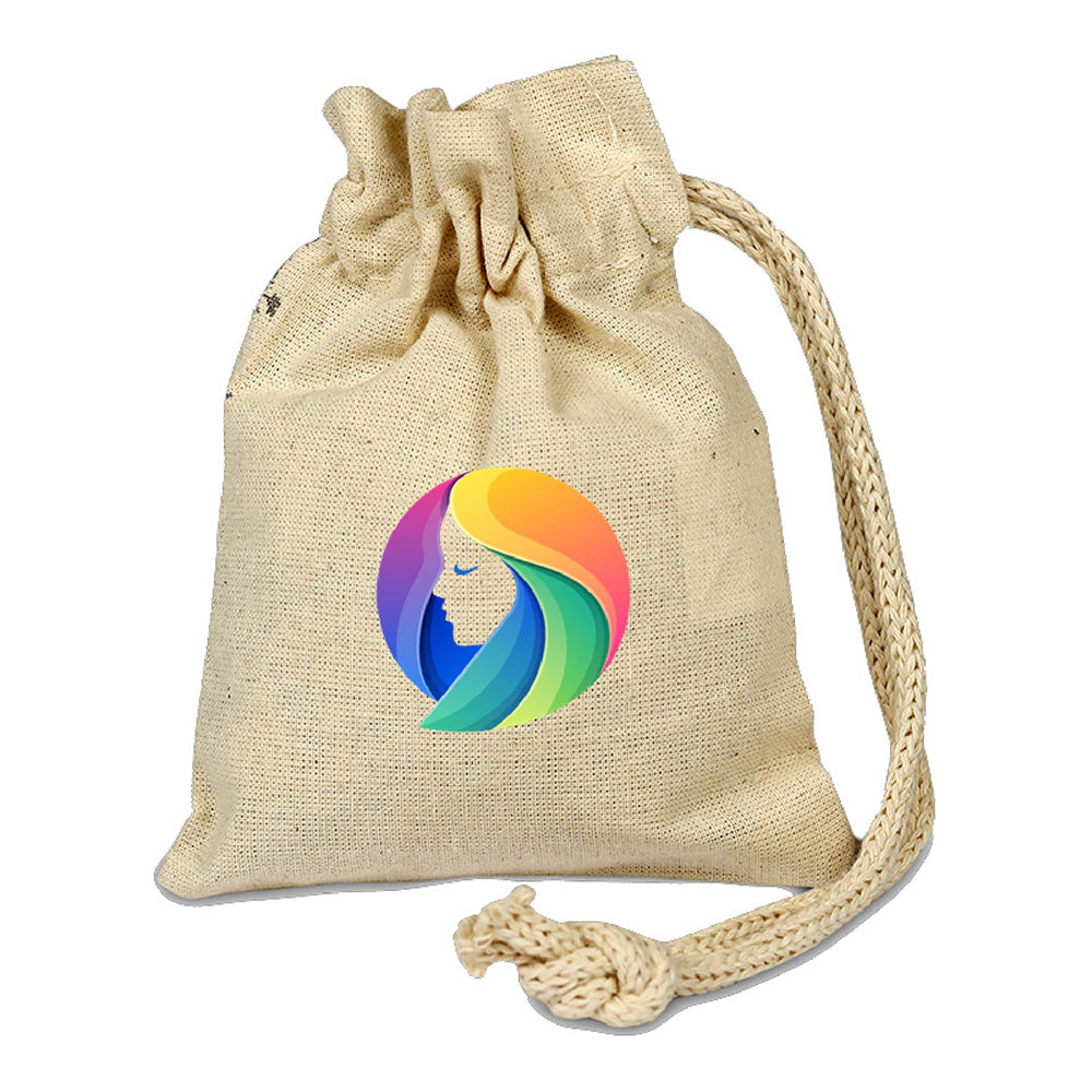 Small Cotton Canvas Single Cord Drawstring Pouch (4'' W X 5'' H) 6 Oz