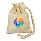 Small Cotton Canvas Single Cord Drawstring Pouch (4'' W X 5'' H) 6 Oz
