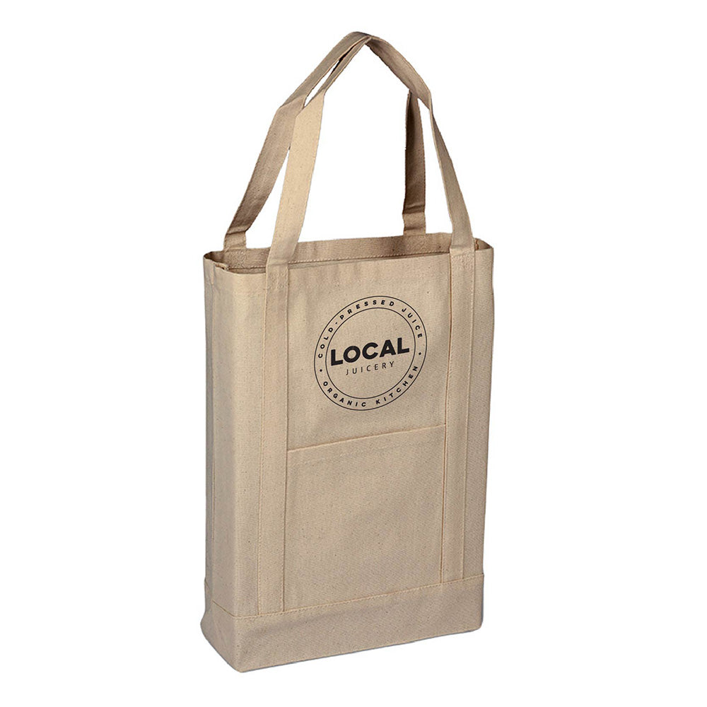 Medium Cotton Canvas Two Tone Deluxe Tote Bag (14'' W X 16'' H) 12 Oz