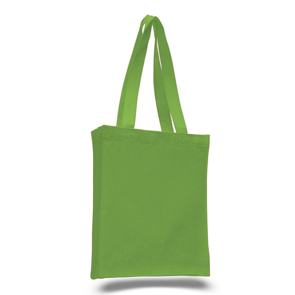 Small Cotton Canvas Book Tote Bag (10'' W X 12'' H) 12 Oz-Tote Bag-Brand Your Tote-Lime Green-Brand Your Tote