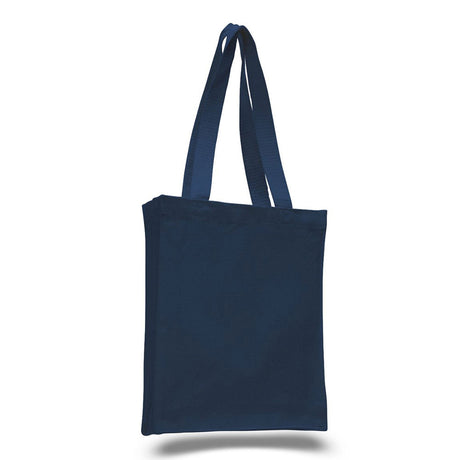 Small Cotton Canvas Book Tote Bag (10'' W X 12'' H) 12 Oz-Tote Bag-Brand Your Tote-Navy Blue-Brand Your Tote