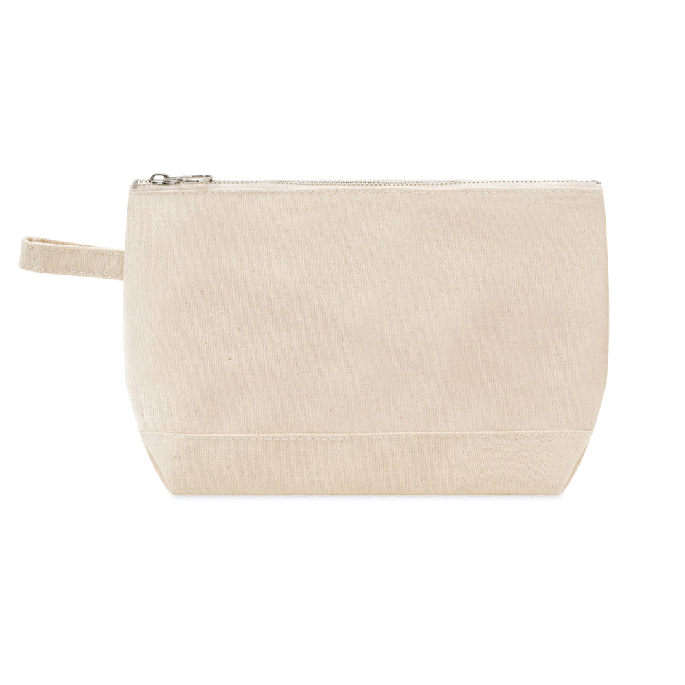 Small Cotton Canvas Cosmetic Pouch (11'' W X 7'' H) 12 Oz-Pouch-Brand Your Tote-Natural-Natural-Brand Your Tote