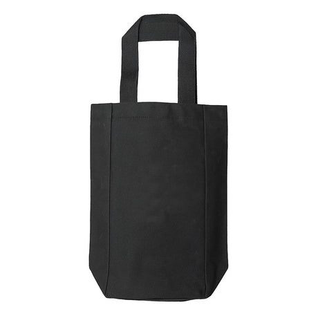 Small Cotton Canvas Double Bottle Wine Tote Bag (5.5'' W X 10.5'' H) 12 Oz-Tote Bag-Brand Your Tote-Black-Brand Your Tote