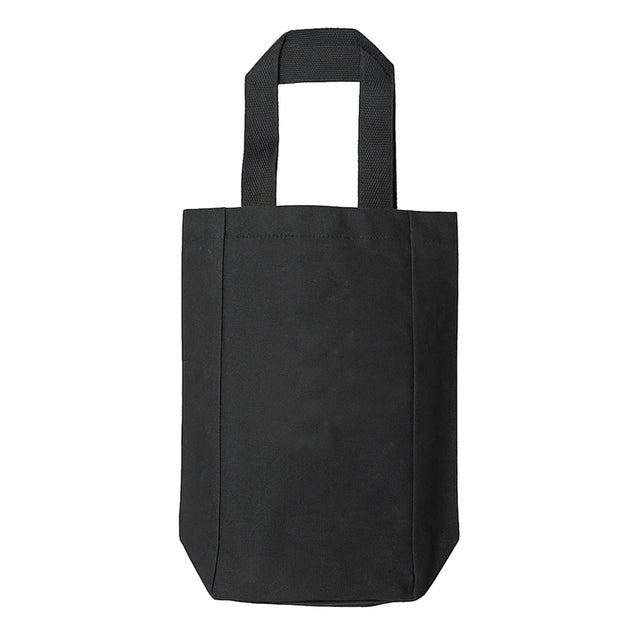 Small Cotton Canvas Double Bottle Wine Tote Bag (5.5'' W X 10.5'' H) 12 Oz-Tote Bag-Brand Your Tote-Black-Brand Your Tote