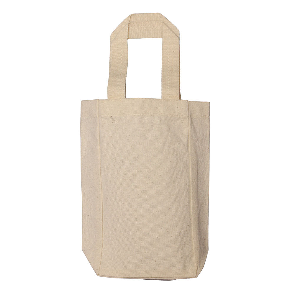 Small Cotton Canvas Double Bottle Wine Tote Bag (5.5'' W X 10.5'' H) 12 Oz-Tote Bag-Brand Your Tote-Natural-Brand Your Tote